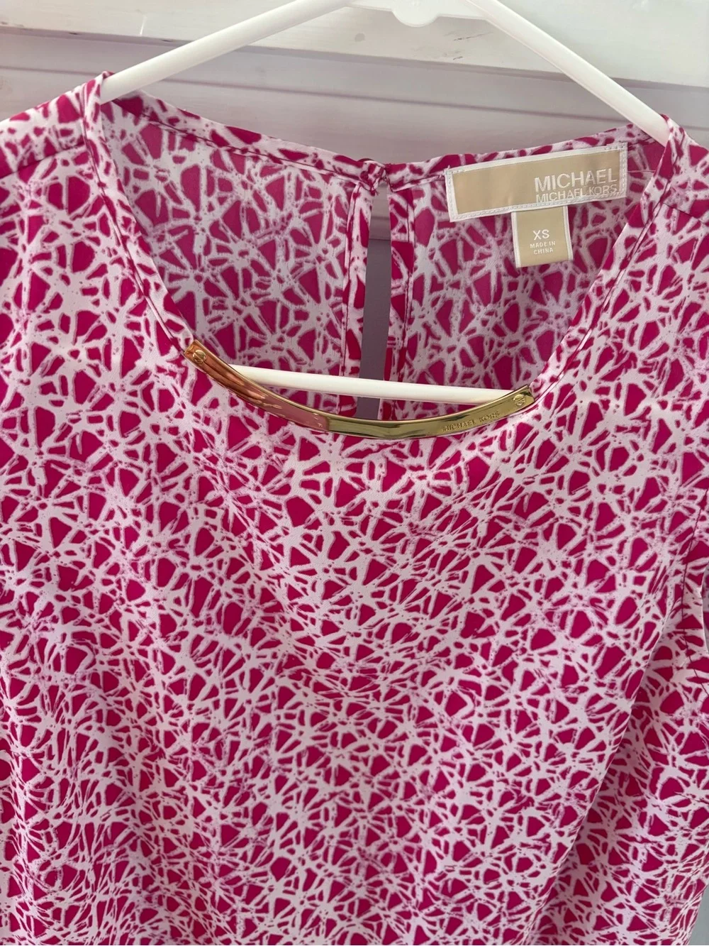 Michael Kors Pink and White Geometric Sleeveless Top